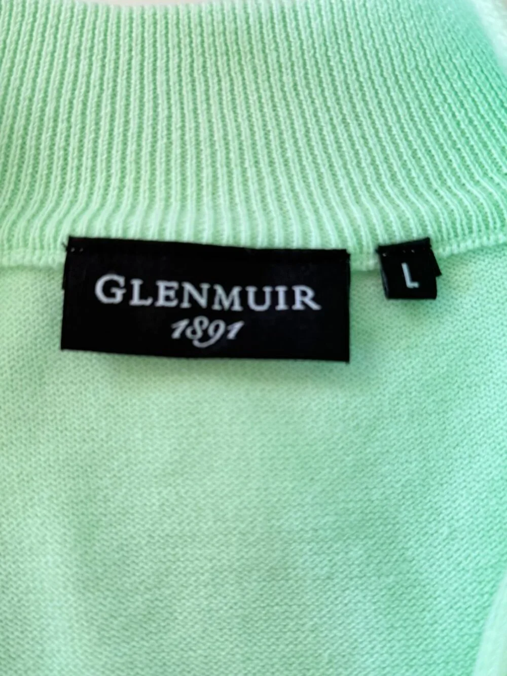 Glenmuir 1891 Cotton Golf Argyle 1/4 Zip Long Sleeve Sweater Ladies Mint Green L